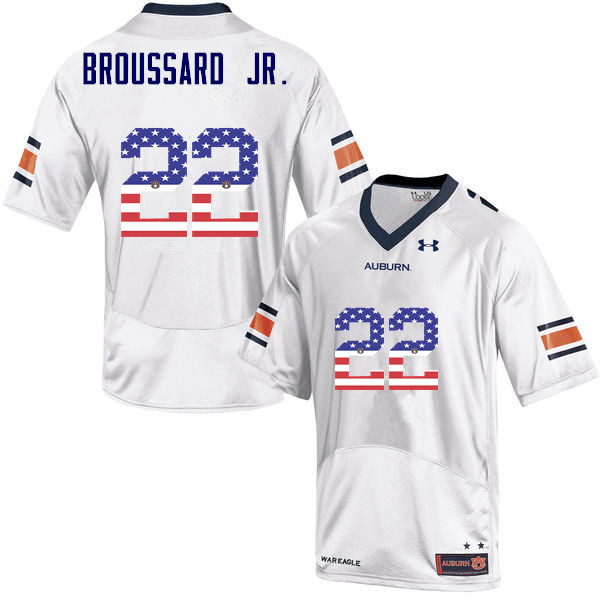 Men #22 John Broussard Jr. Auburn Tigers USA Flag Fashion College Football Jerseys-White - Click Image to Close